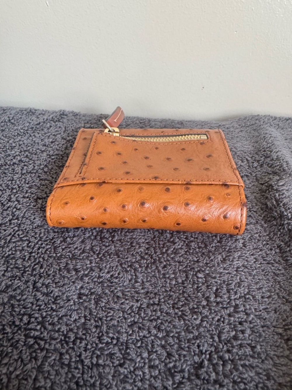 Dooney & Bourke Ostrich Small Flap Wallet (Caramel) - Picture 5 of 12